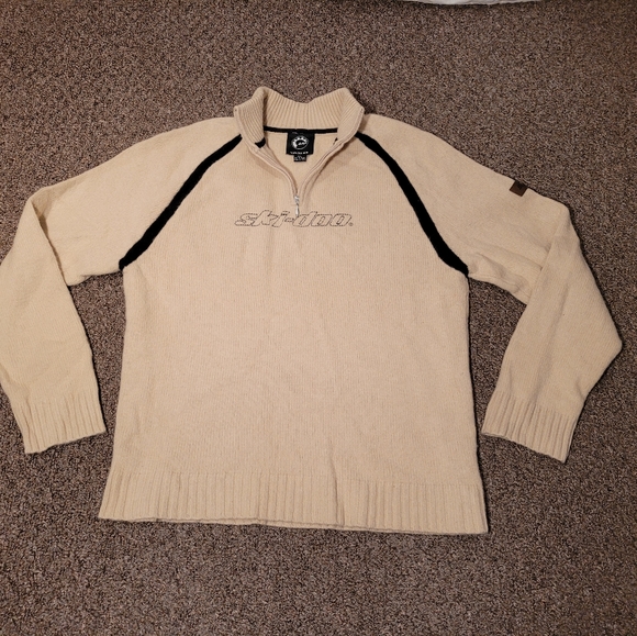 Tan Ski-doo Wool Blend 1/4 Zip Sweater - Picture 9 of 9